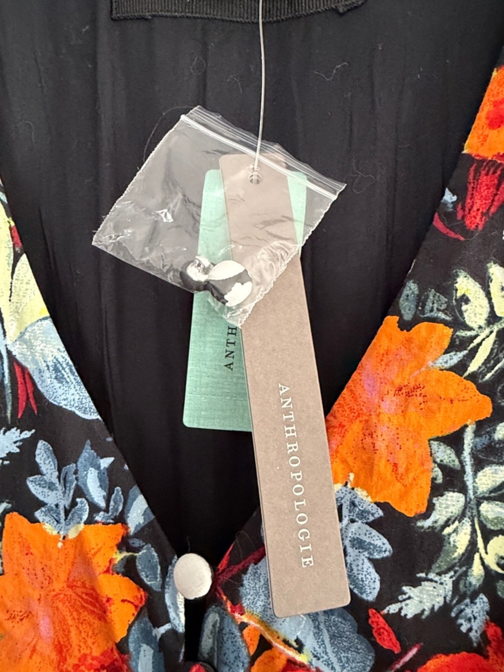 NWT Anthropologie Katerina Button Front Maxi Dress Black Floral Size 1X - Picture 5 of 13